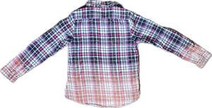 YOUTH Pretty in Pink Checkered Flannels for a Cause Foster Care Awareness Distressed Acid Washed Bleached Upcycled Flannel Button Up Size XL 14/16