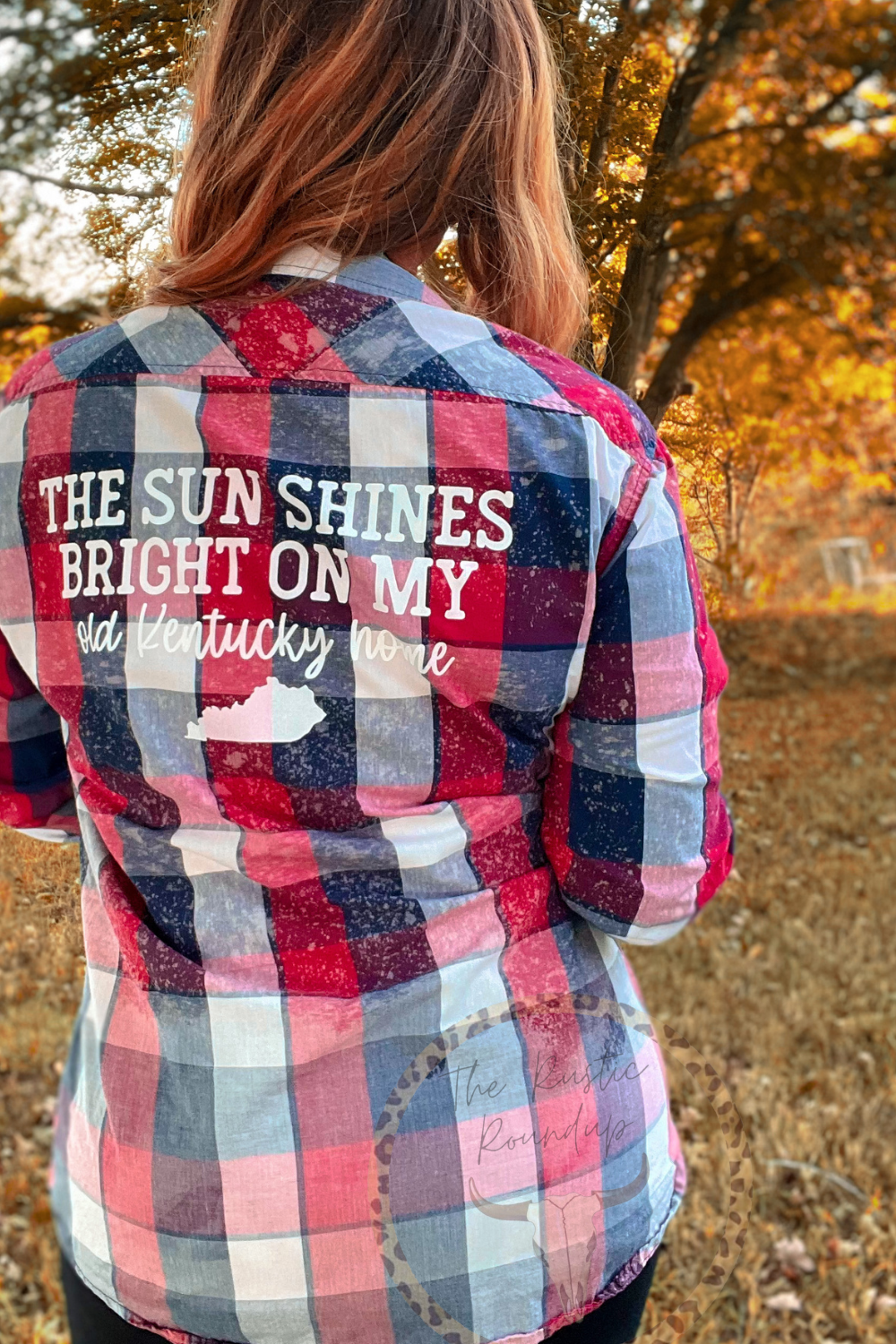 My Old Kentucky Home Distressed Acid Washed Flannel Button Up Size Large