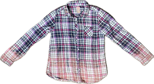 YOUTH Pretty in Pink Checkered Flannels for a Cause Foster Care Awareness Distressed Acid Washed Bleached Upcycled Flannel Button Up Size XL 14/16