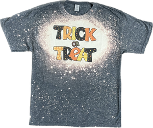 Youth M Trick or Treat Bleached T-Shirt Halloween Graphic Tee