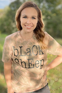 Midsize Woman outdoors wearing Black Sheep Graphic T-shirt