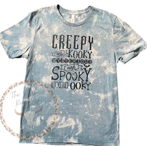 acid washed Creepy and Kooky Bleached T-Shirt, Addams Family, vintage style tee