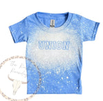 Load image into Gallery viewer, YOUTH UNION BLUE letters Unisex Bleached Tee RTS
