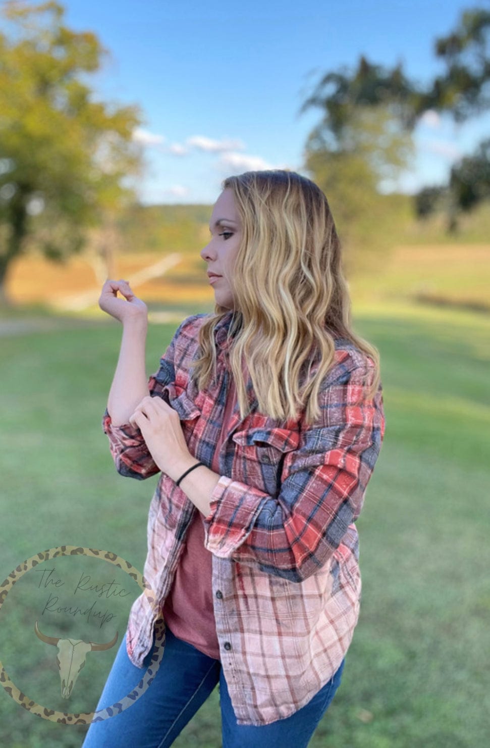 Flannels for a Cause Foster Care Awareness Fall Y’all Bleached Distressed Acid Washed Flannel Button Up Size Small