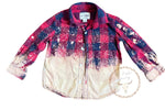 Load image into Gallery viewer, Toddler Red and Navy Distressed Acid Washed Bleached Flannel Button Up Size 2T
