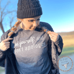 Load image into Gallery viewer, Dark Grey Be Yourself and Don’t Apologize Self Love Graphic T-Shirt
