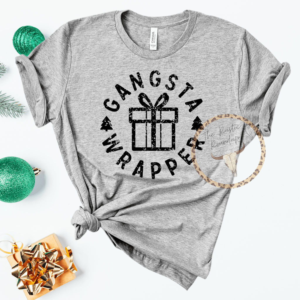 Gangsta Wrapper Christmas Present Holiday Unisex Graphic Tee RTS