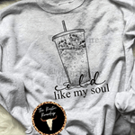 Load image into Gallery viewer, Ash Grey Cold Like My Soul Iced Coffee Skull Crewneck Sweatshirt 
