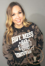 Load image into Gallery viewer, Hot Mess University Distressed Bleached Crewneck Sweatshirt MTO
